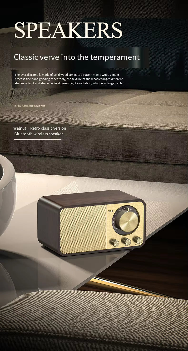 JY-66 Retro Leather Radio Small Mini Speaker Portable Outdoor Music Player Bluetooth Subwoofer Speaker for Camping