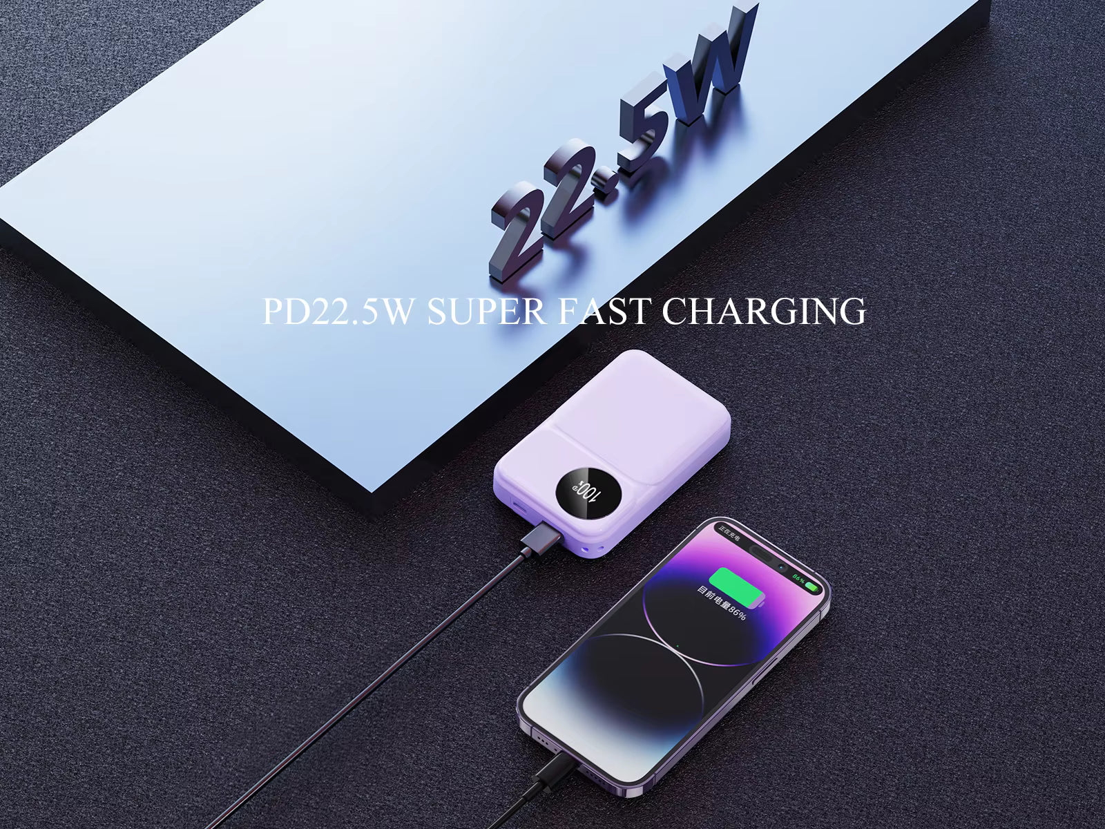 10000mah-20000mah Fast Mobile Charger Power Banks 22.5W Portable Type C Display