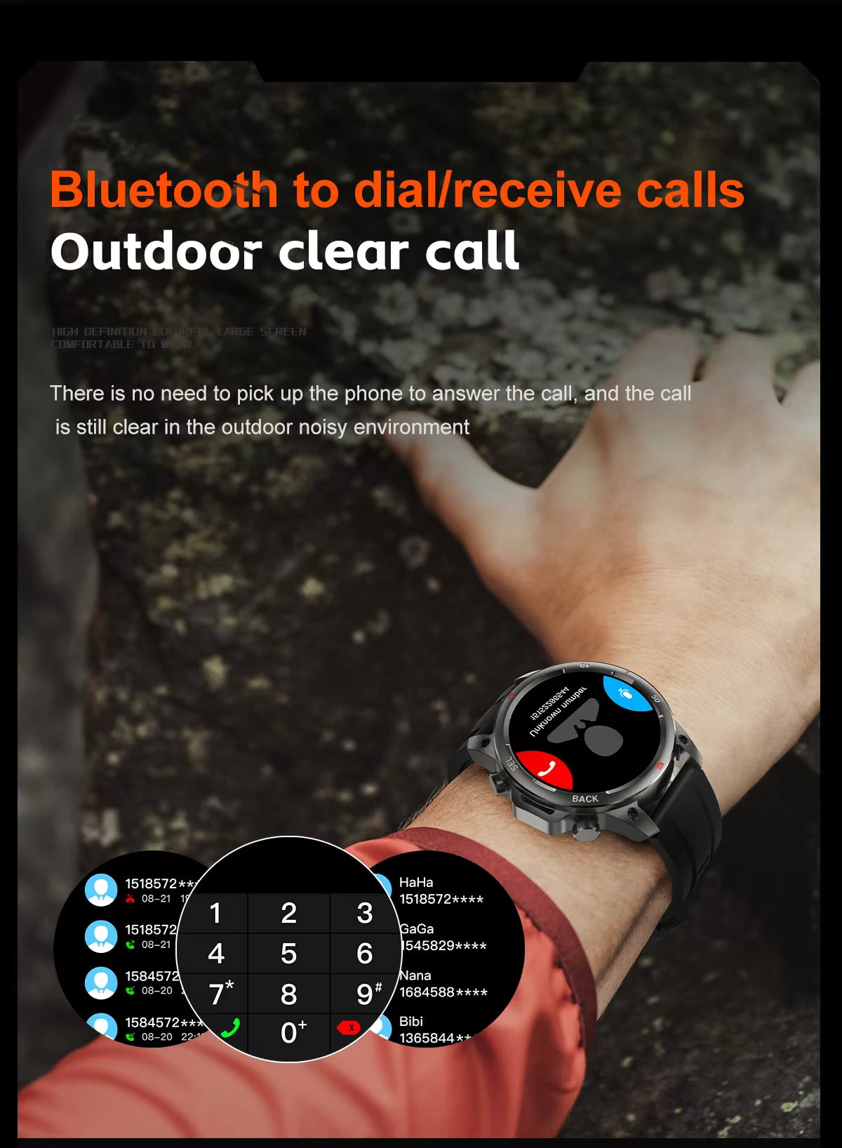 DK68 Smart Watch Men Women LED Strong Light IP67 Waterproof NFC Heart Rate