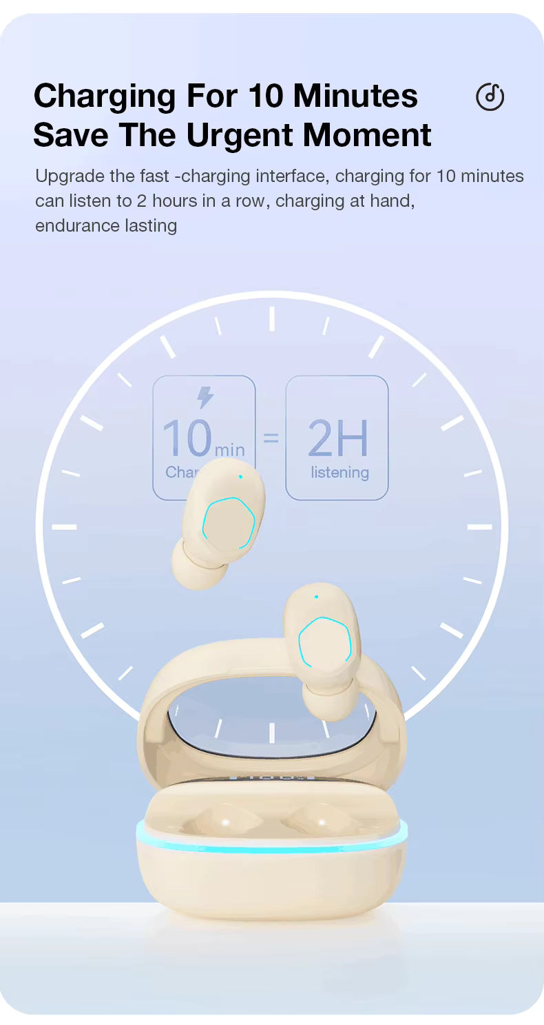 M41  Mini Compact LED Digital Screen TWS Earbuds Fast Bluetooth 5.3 Connection Smart Button Long Battery Life Noise Cancelling