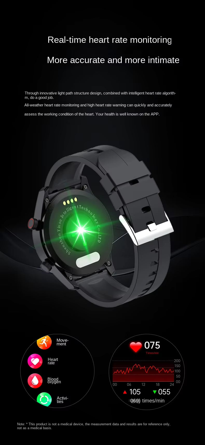 H1 Bluetooth Call Men's Watch Huaqiang North Heart Rate Blood Pressure Monitoring Multifunctional Waterproof Health Smart Watch