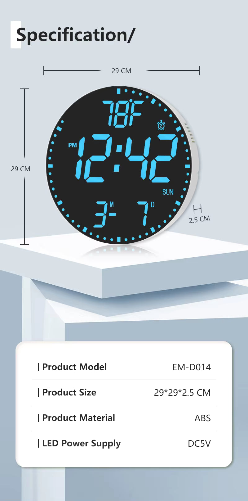 Bedroom Led Digital Clock Wall Mounted Round Electronic Wall Clock Led Wall Clock Digital with Large Display Big