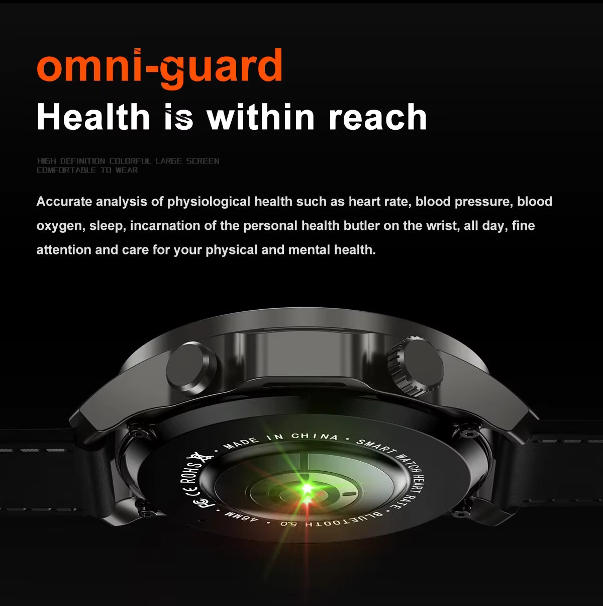 DK68 Smart Watch Men Women LED Strong Light IP67 Waterproof NFC Heart Rate