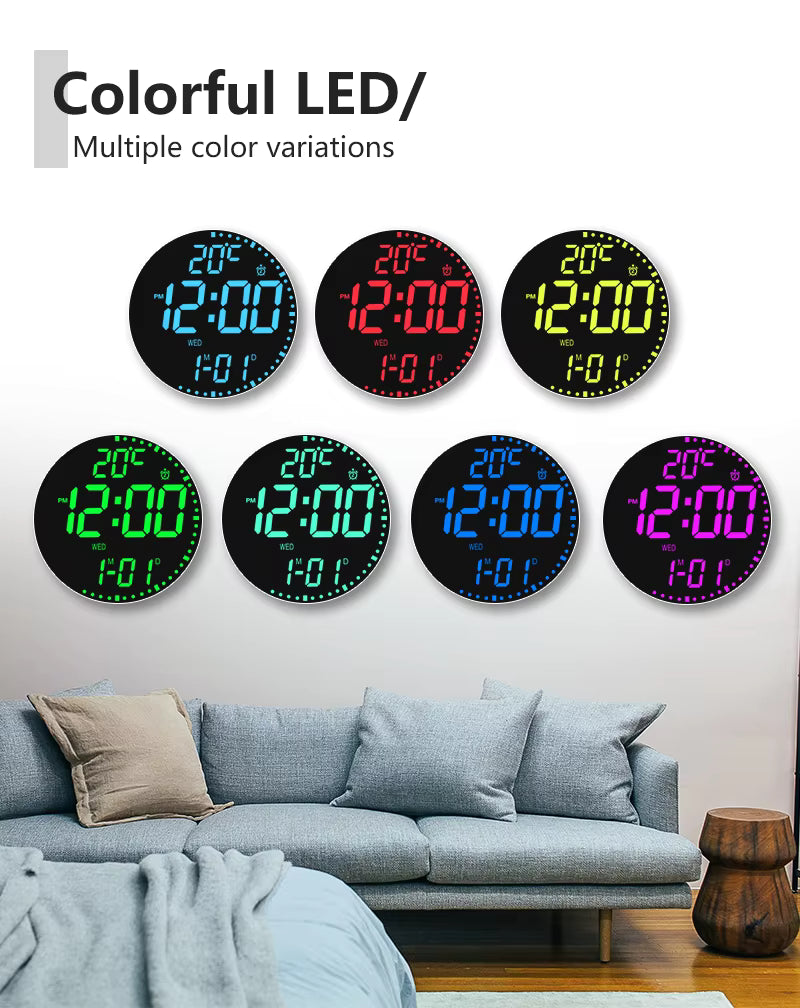 Bedroom Led Digital Clock Wall Mounted Round Electronic Wall Clock Led Wall Clock Digital with Large Display Big