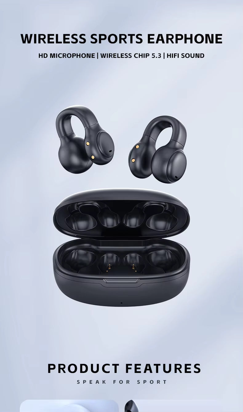 M30 Clip-On Wireless Bone Conduction Earphones Sport Ear Hook Headset with In-Ear Design