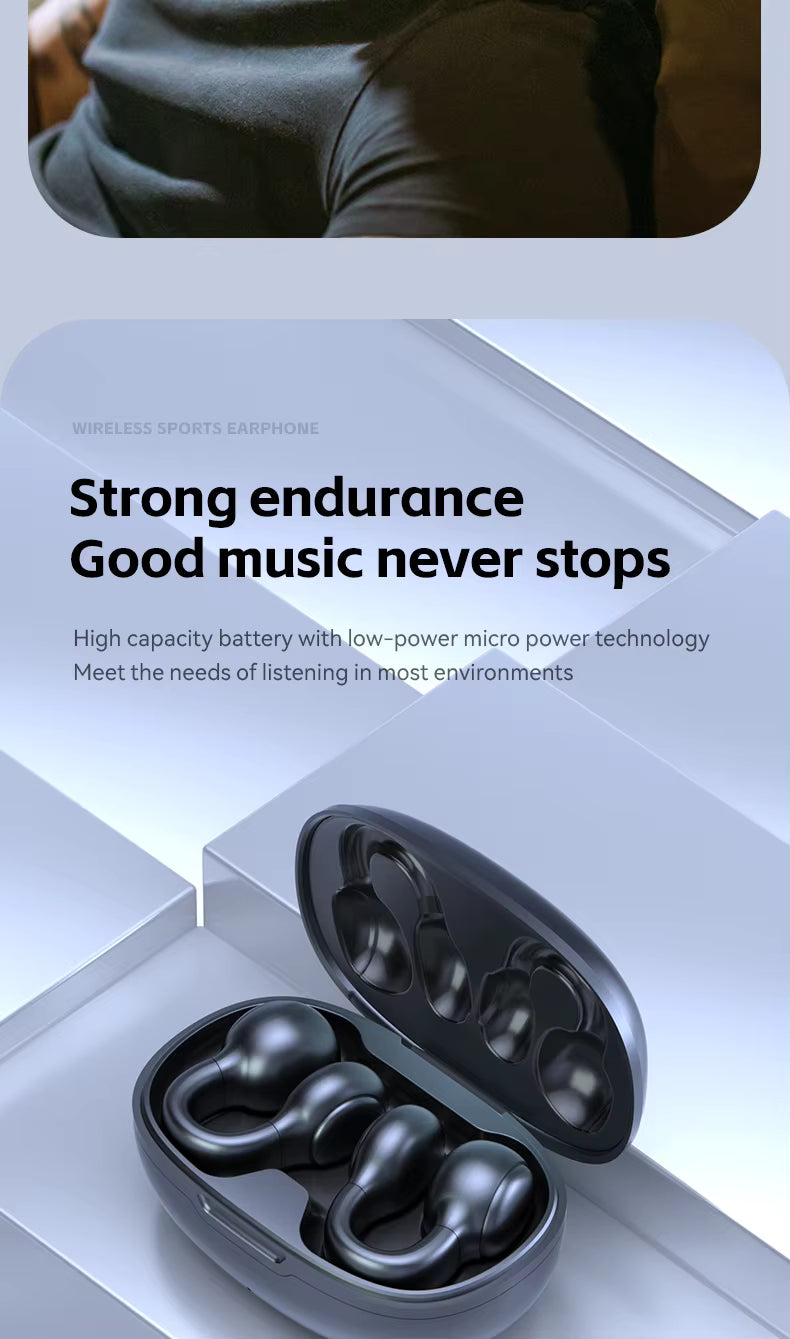 M30 Clip-On Wireless Bone Conduction Earphones Sport Ear Hook Headset with In-Ear Design