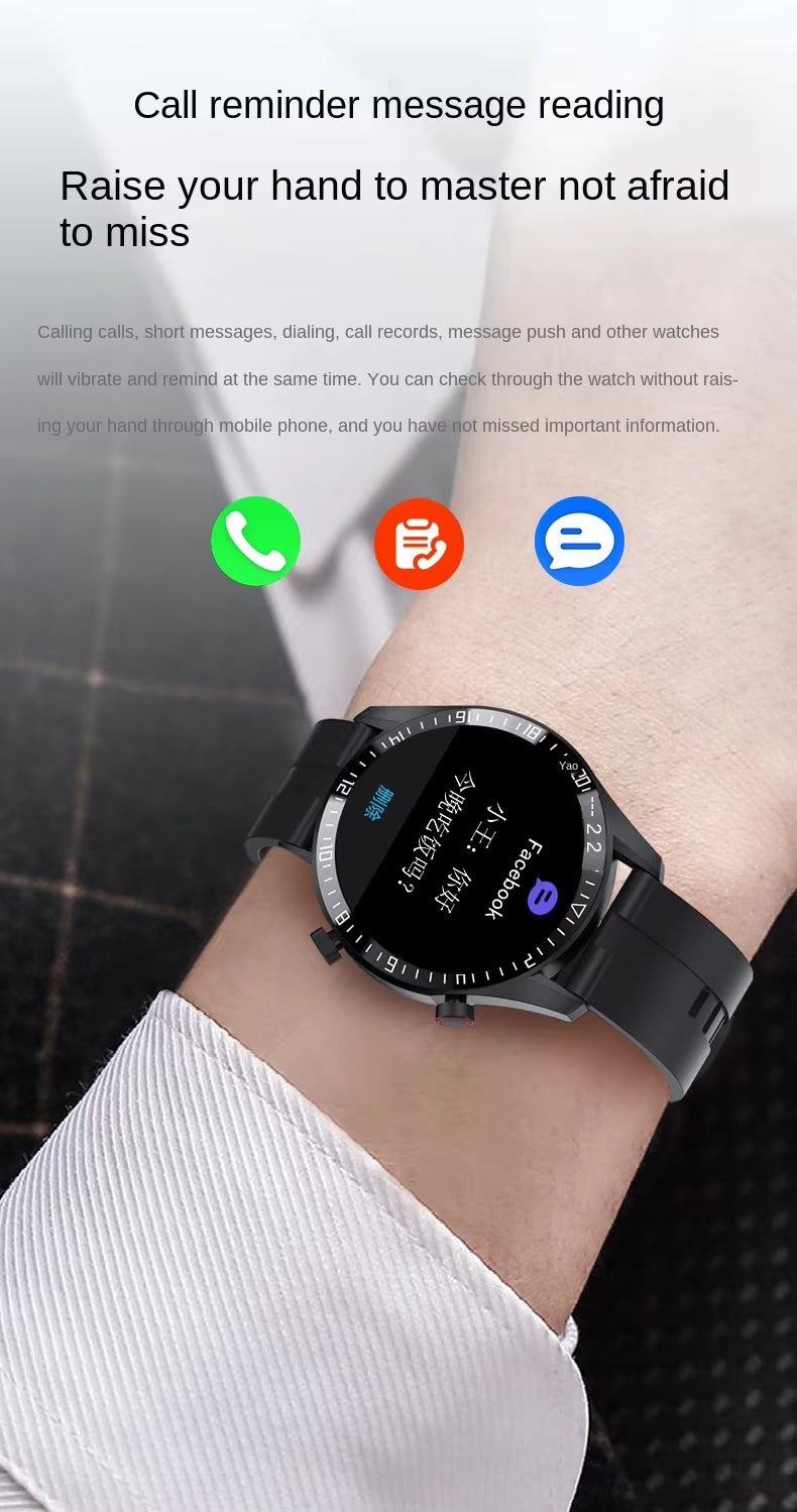 H1 Bluetooth Call Men's Watch Huaqiang North Heart Rate Blood Pressure Monitoring Multifunctional Waterproof Health Smart Watch