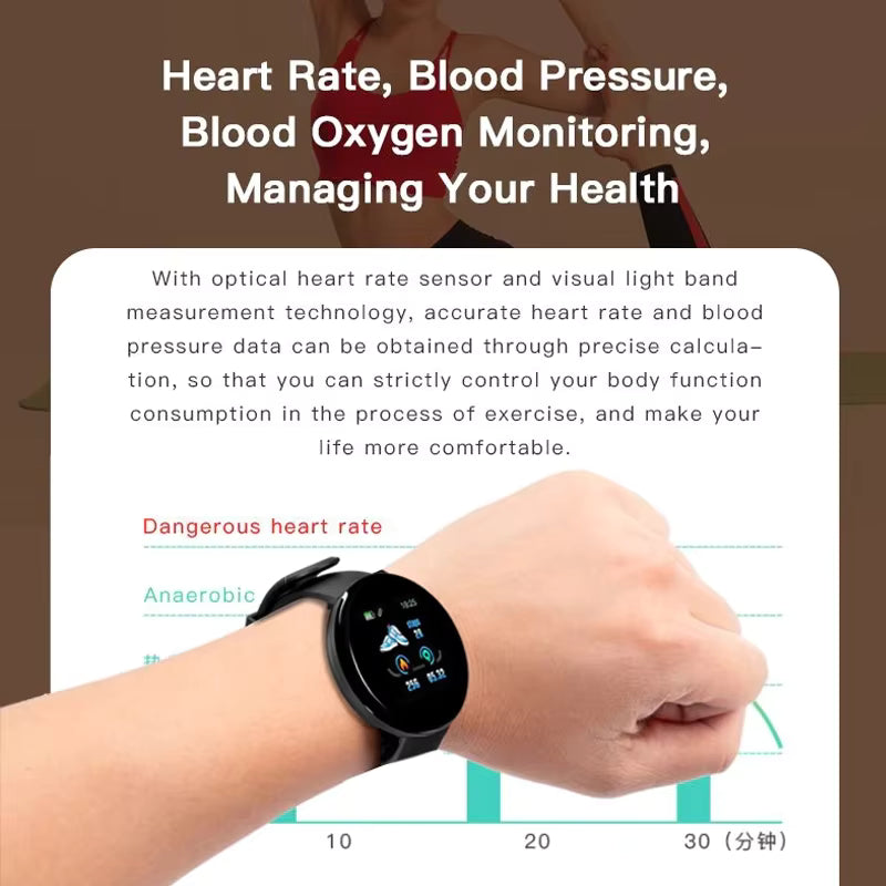 D18s Smart Watch Men Women With Blood Pressure Heart Rate Monitor Smartwatch Sport Tracker Pedometer