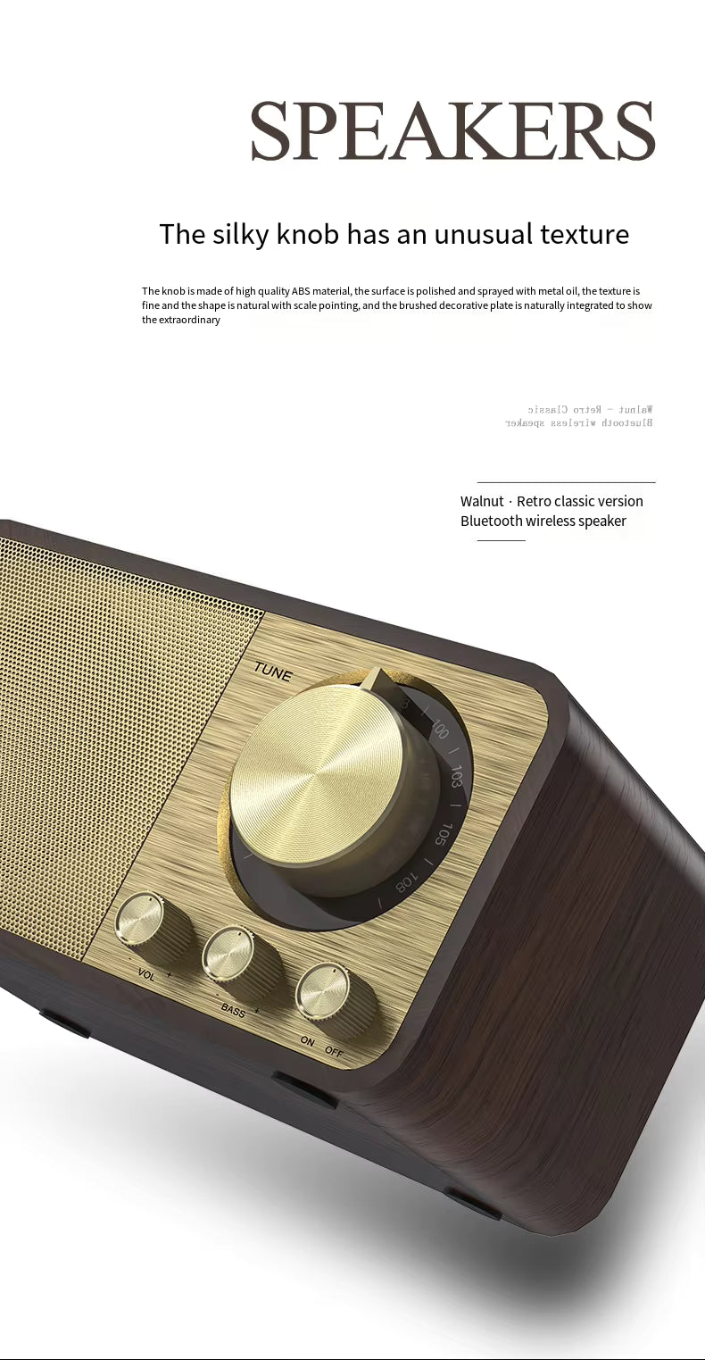 JY-66 Retro Leather Radio Small Mini Speaker Portable Outdoor Music Player Bluetooth Subwoofer Speaker for Camping