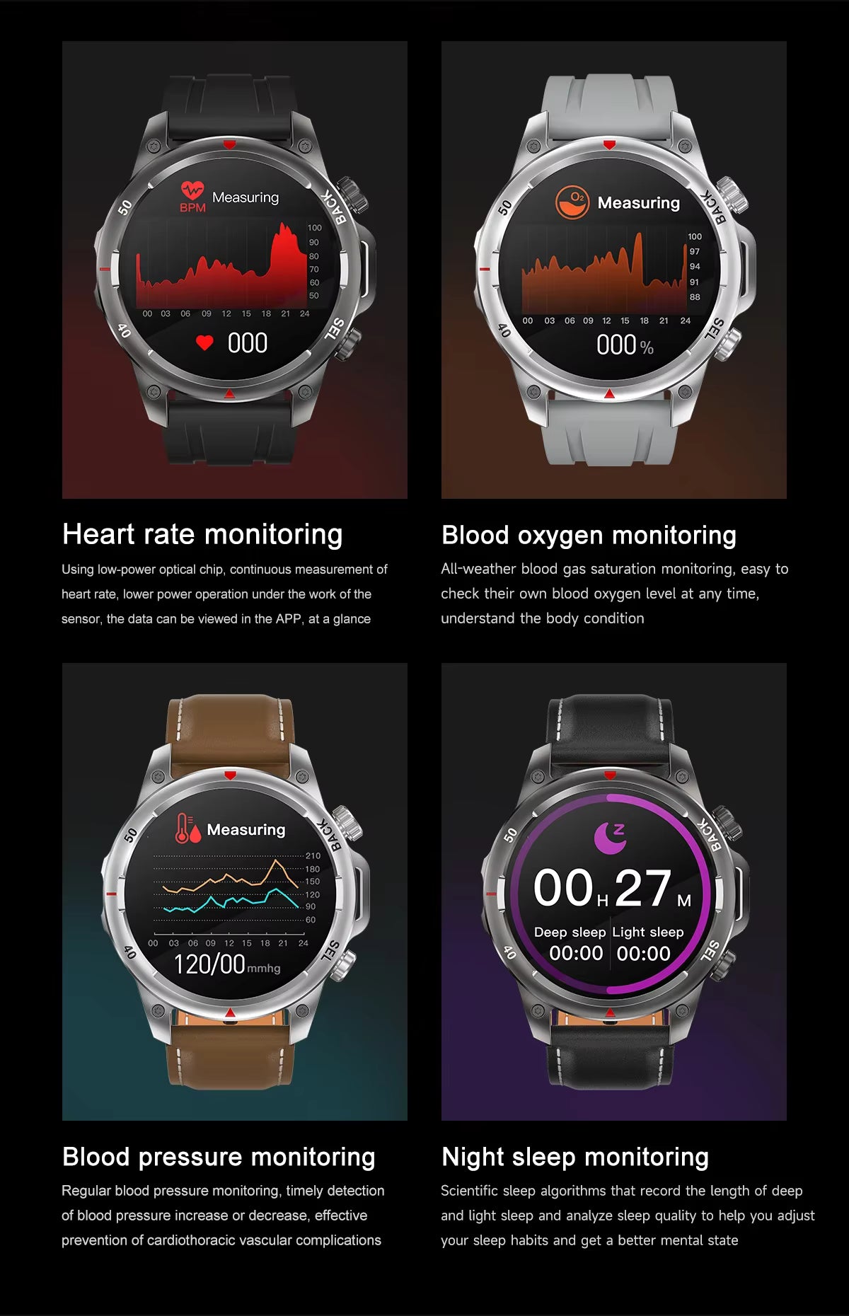 DK68 Smart Watch Men Women LED Strong Light IP67 Waterproof NFC Heart Rate