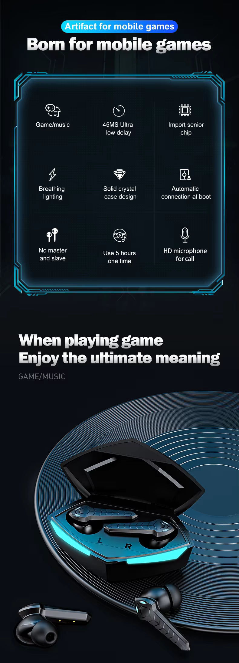 P36 Zero Delay Earphones Games True Wireless Earbuds P36 Tws P30 In-ear Headphones Gaming Headphone
