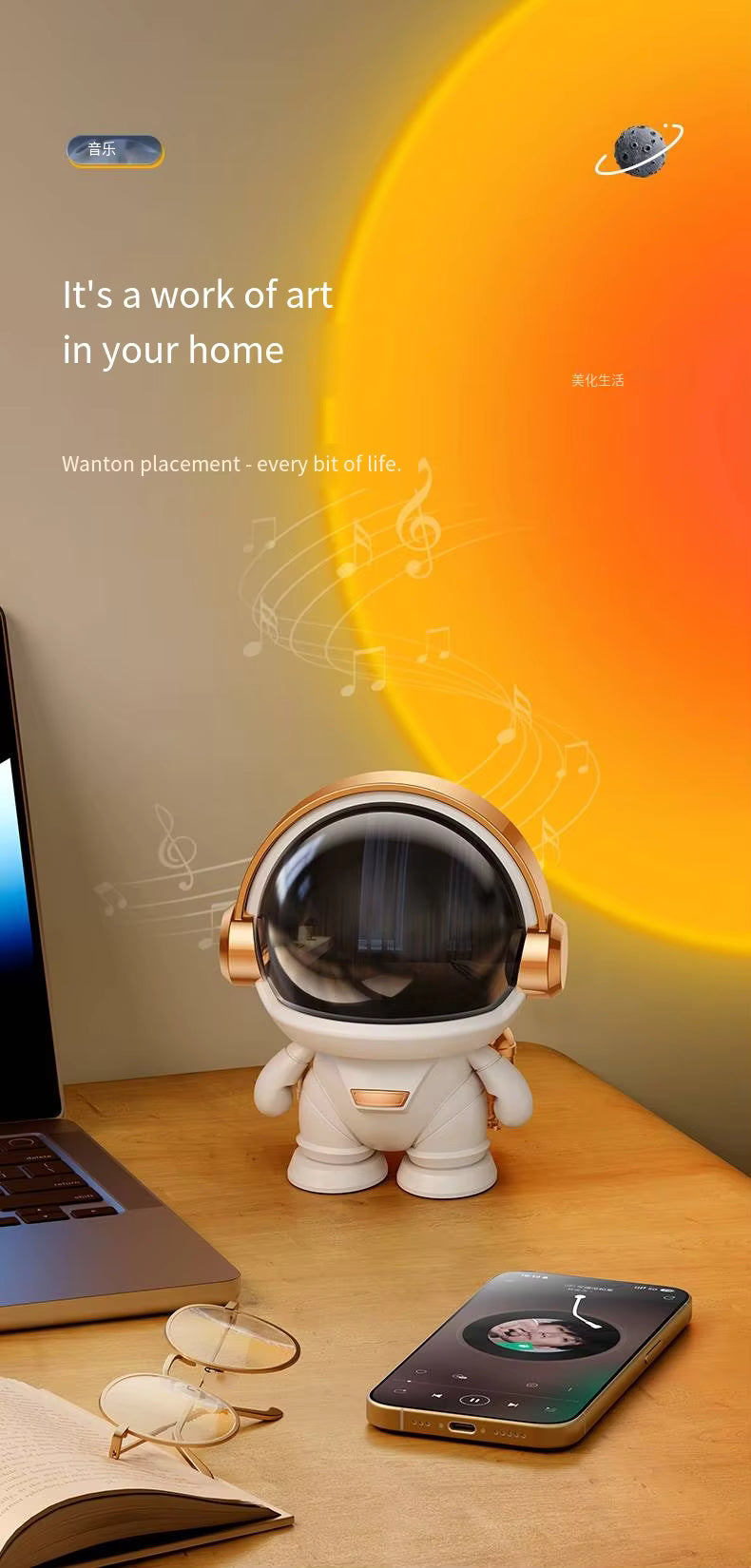 Robot Portable Bluetooth Speaker TF Card Wireless Speaker with LED Light