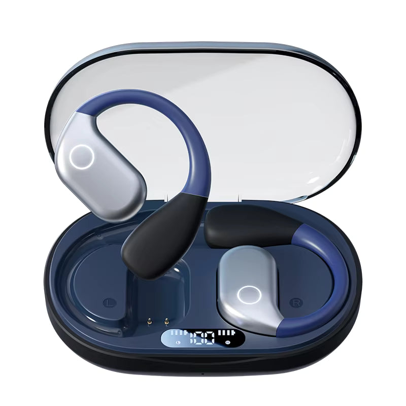 Wireless Earbuds with LED Digital Display Noise Cancelling 360° ACS Surround Sound Open-ear Format