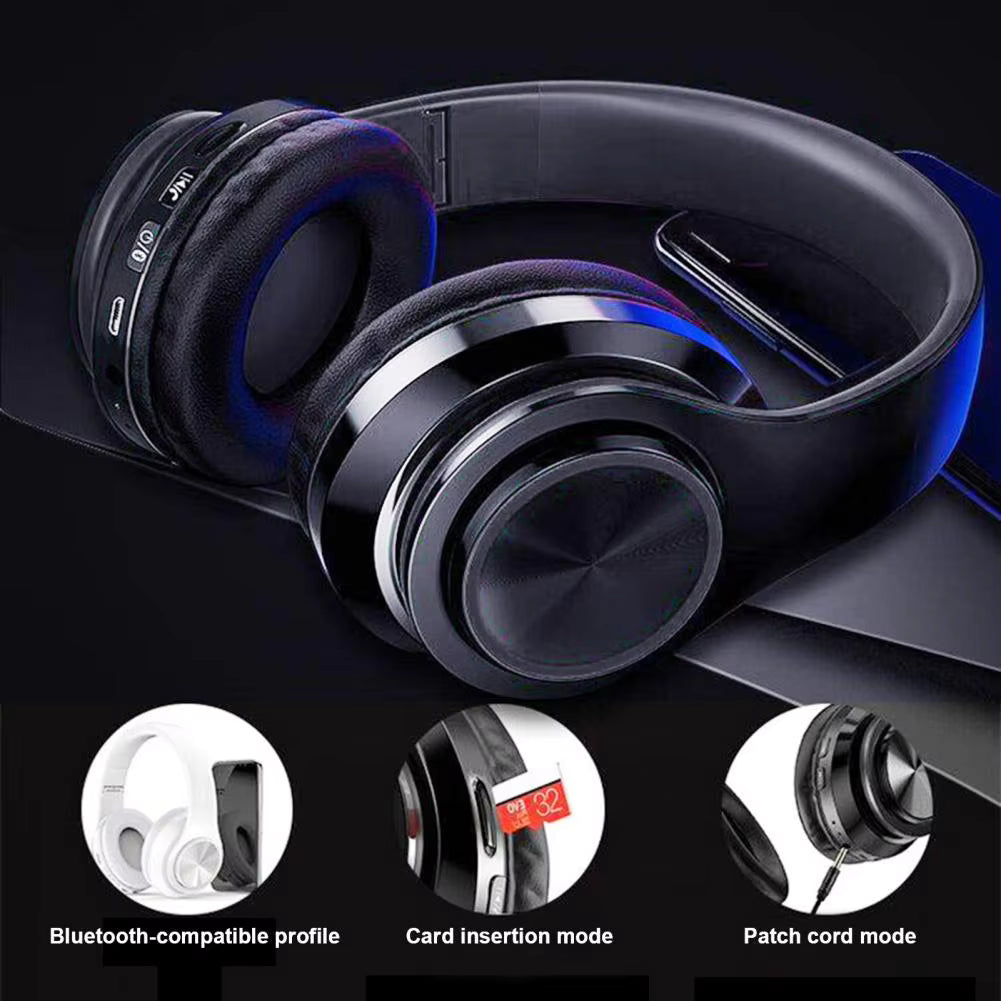 B39 Portable Wireless Headphones with HD Microphone & LED Lights Foldable Gaming Headset with TF Card Music Support for Sports