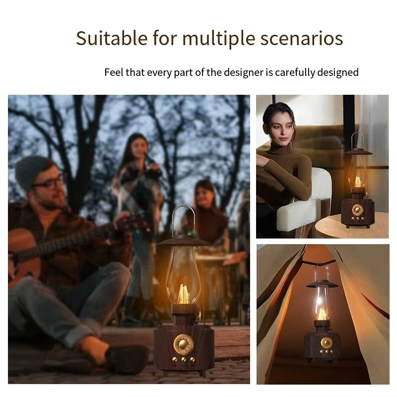 Classic Vintage Kerosene Retro New bluetooth Speaker Lamp Sound Music Waterproof Wireless Speakers Audio Player for Room/outdoor