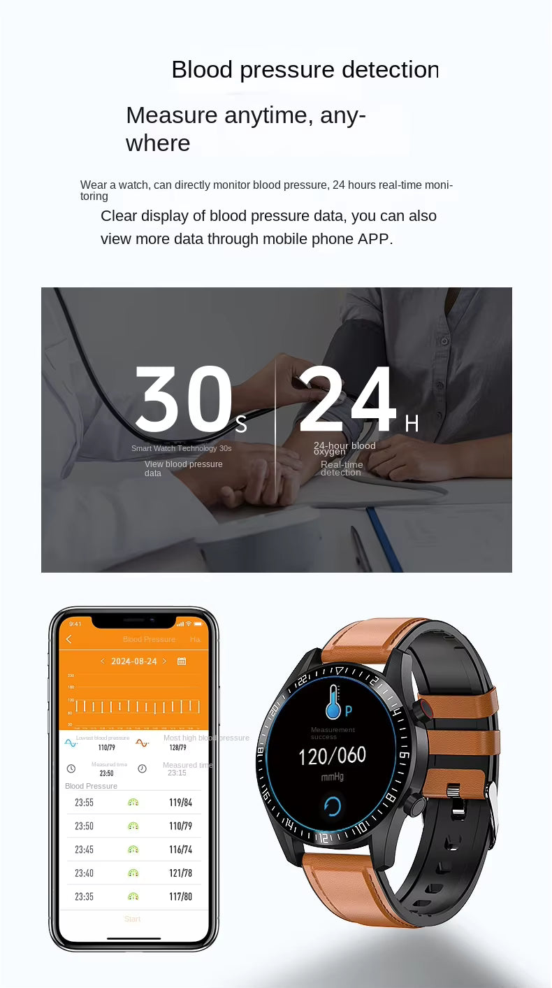 H1 Bluetooth Call Men's Watch Huaqiang North Heart Rate Blood Pressure Monitoring Multifunctional Waterproof Health Smart Watch