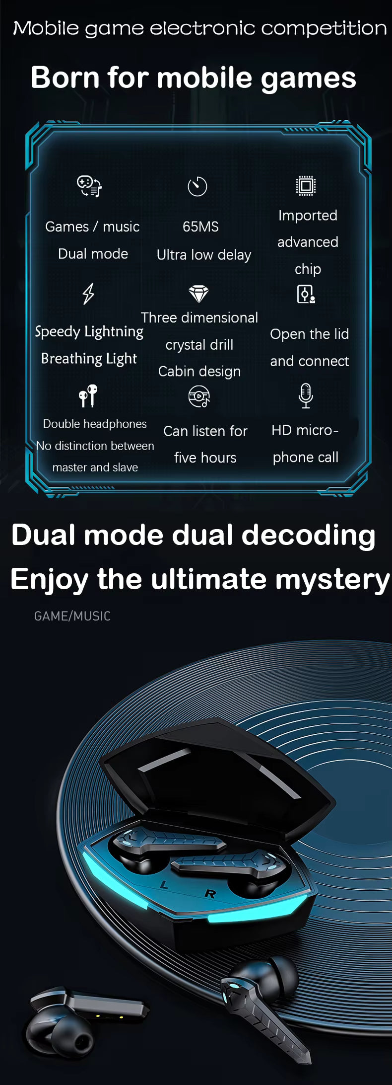 P36 Zero Delay Earphones Games True Wireless Earbuds P36 Tws P30 In-ear Headphones Gaming Headphone